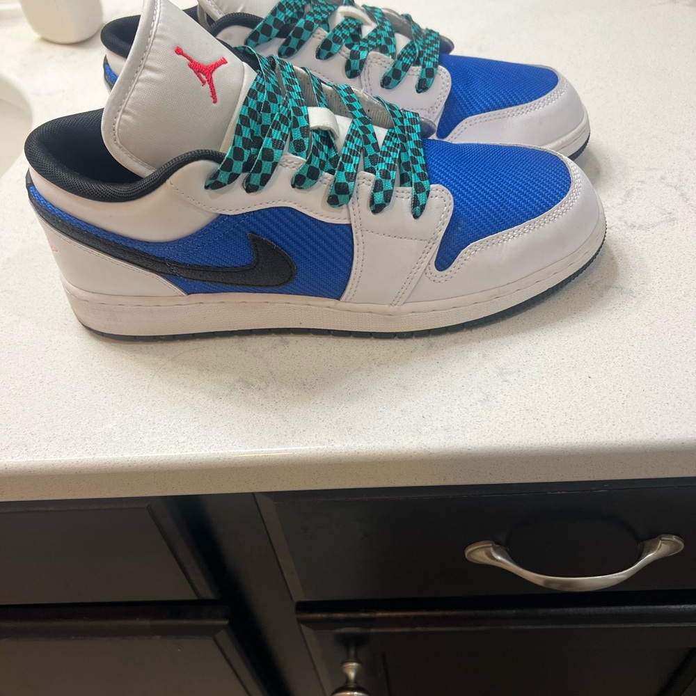 Nike Blue and White Sneakers with Black Swoosh